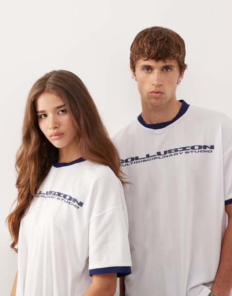 COLLUSION Unisex soccer T-shirt in white - view 1