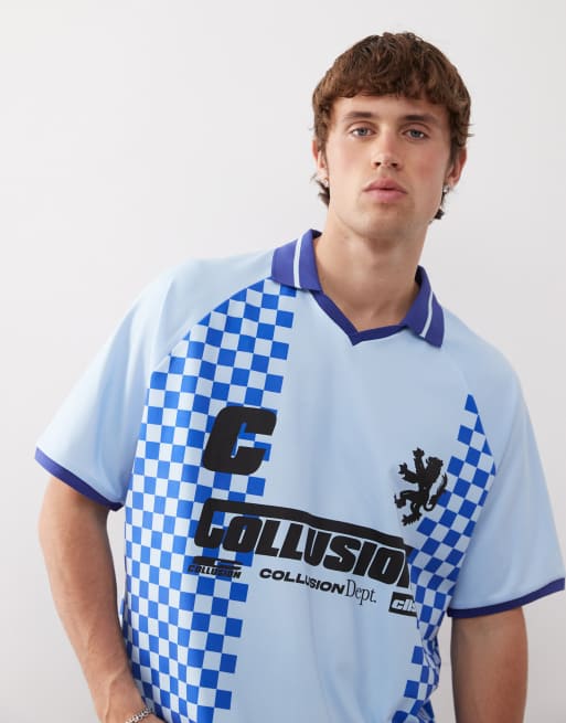 COLLUSION Unisex soccer top in blue, 2 of 4