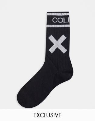 COLLUSION  Unisex-Socken in Schwarz Schwarz