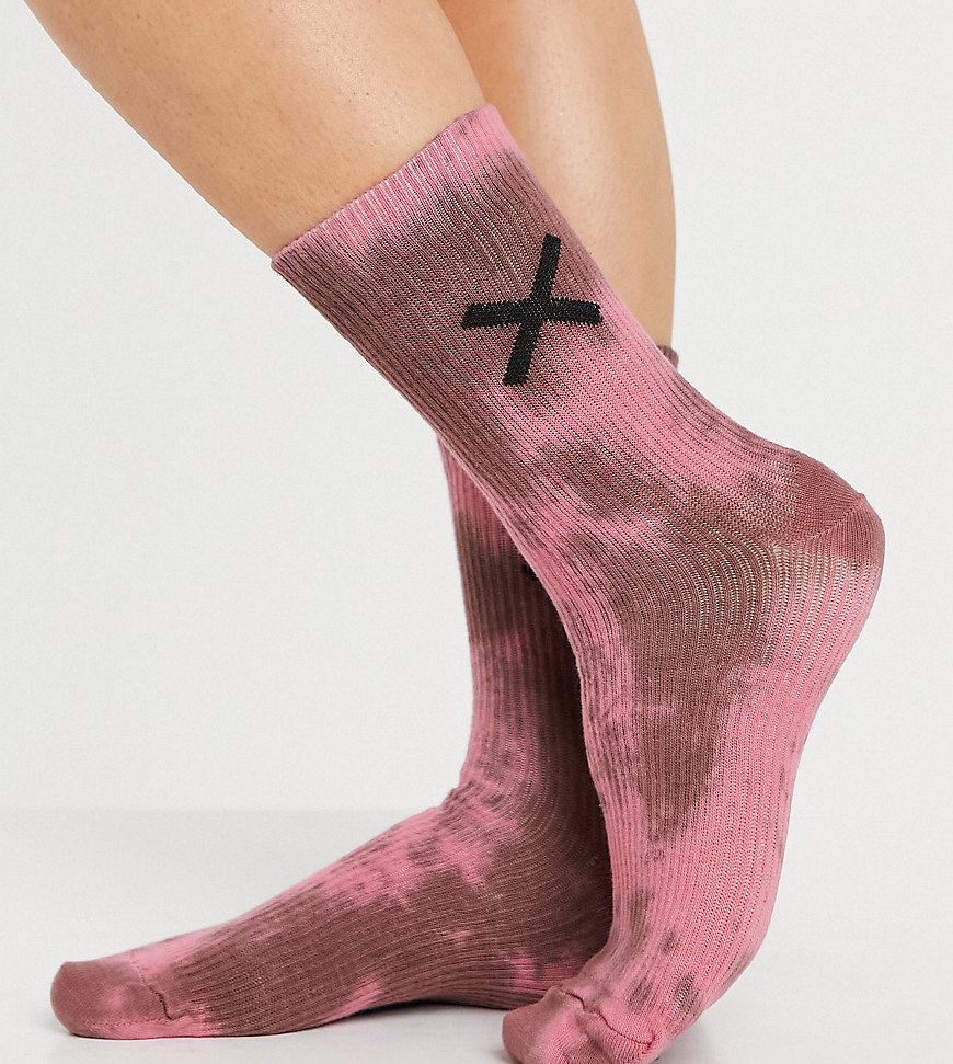 Collusion Unisex Socks In Pink Tie Dye-multi