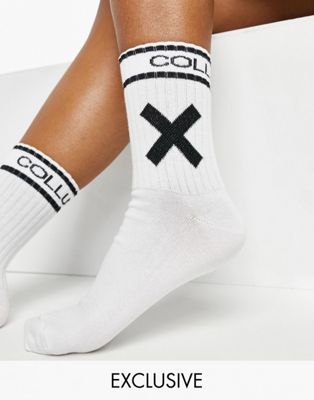 COLLUSION Unisex socks in white - ASOS Price Checker