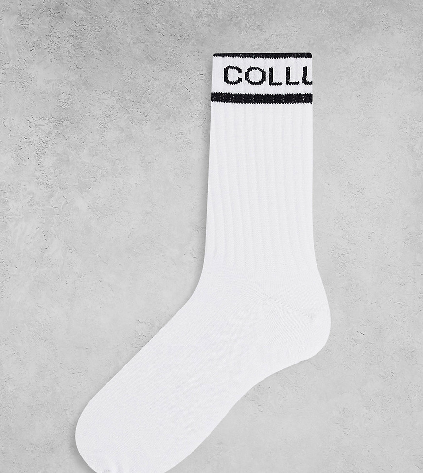 COLLUSION Unisex socks with logo in white
