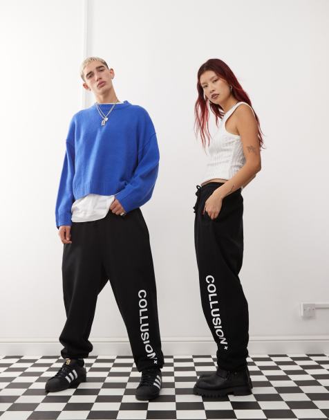 COLLUSION - Unisex - sorte joggingbukser med logo - view 1