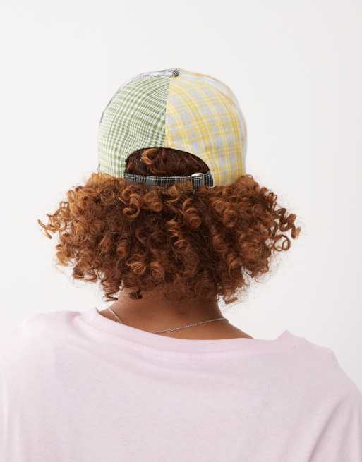 COLLUSION Unisex spliced check cap in multi