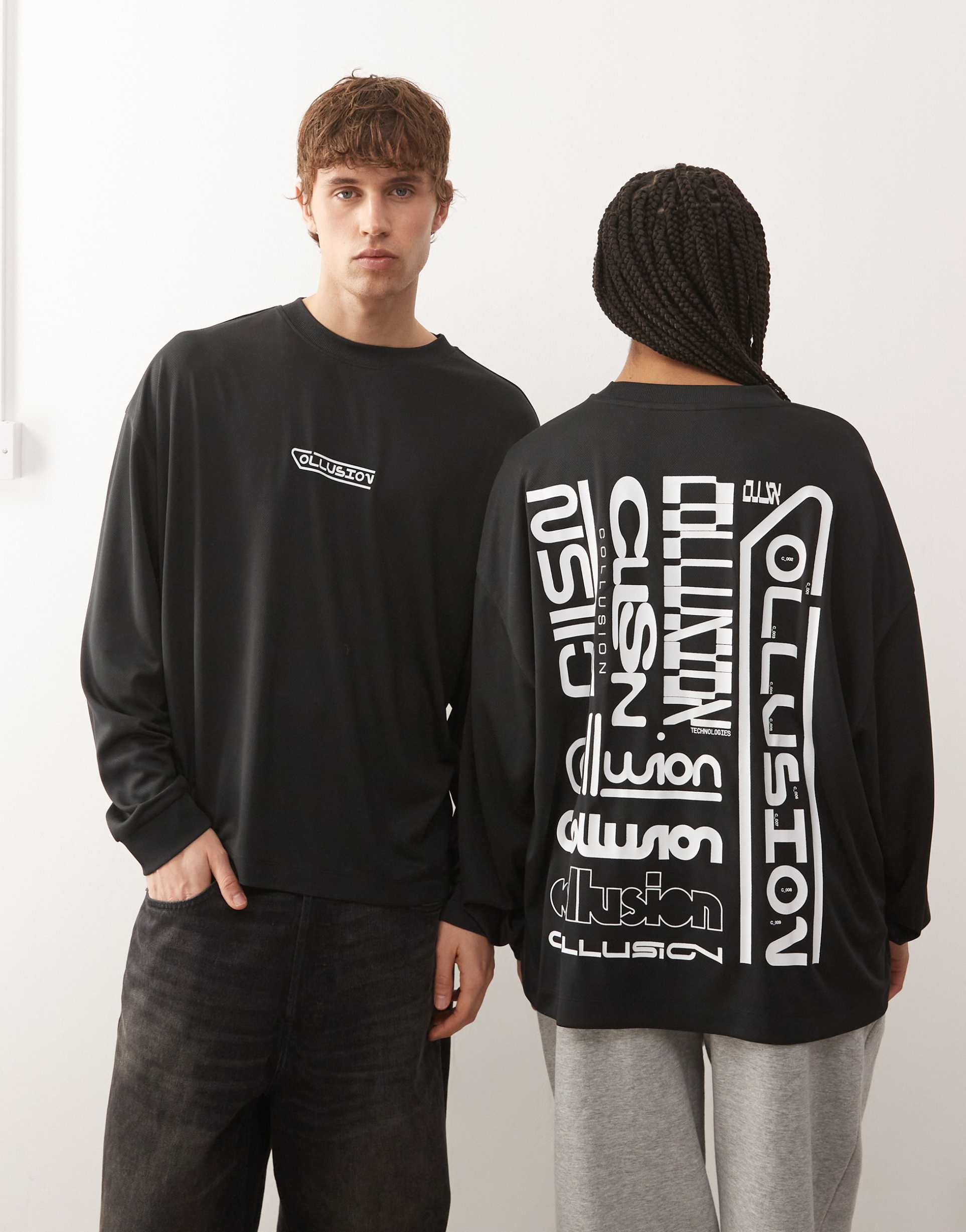 collusion unisex sports airtex logo printed t-shirt