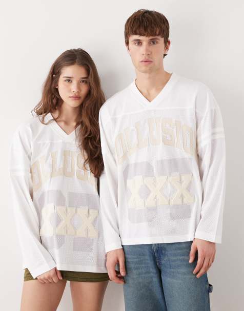 COLLUSION Unisex sports jersey in ecru