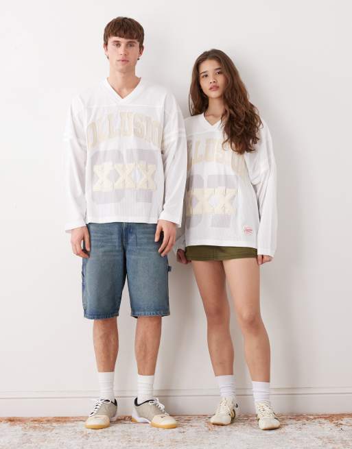 COLLUSION Unisex sports jersey in ecru, 2 of 4