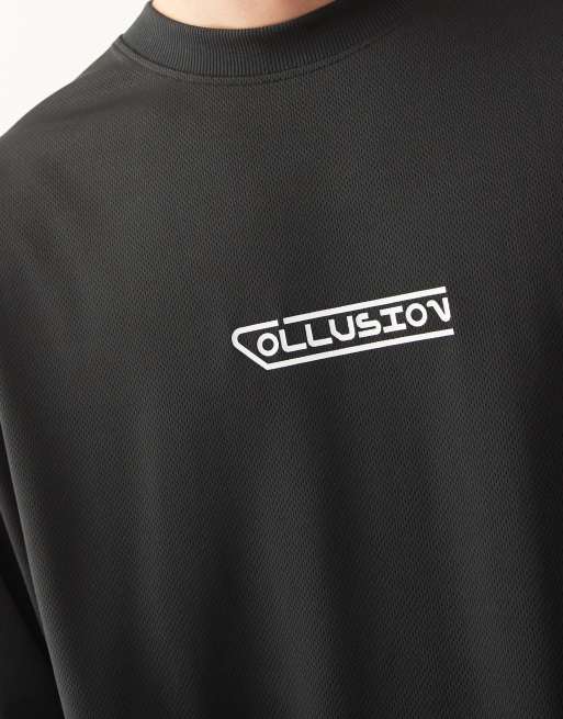 COLLUSION Unisex - Sports-T-shirt i airtex med logoprint, 4 af 4