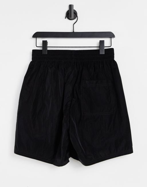 COLLUSION Unisex - Sportshort in zwart met blauw inzetstuk, 4 van 4