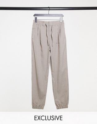 COLLUSION Unisex straight leg joggers in heritage check (21015806)