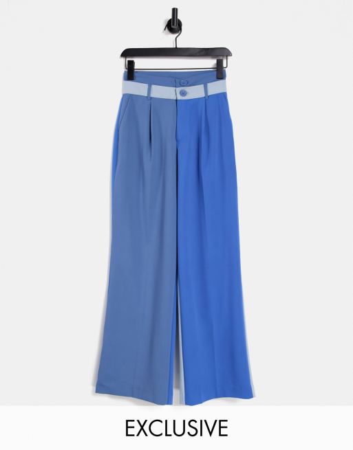 COLLUSION Unisex oversized blazer and straight leg pants in tonal blue, 3 of 3