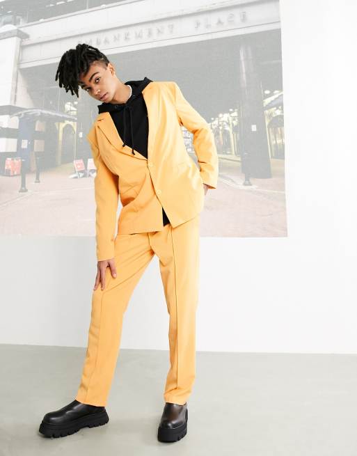 COLLUSION Unisex straight leg trousers in orange, 4 of 4