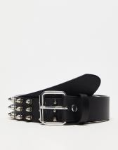 ASOS DESIGN skinny faux leather belt with star studs in black | ASOS