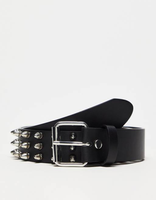 COLLUSION Unisex studded belt in black