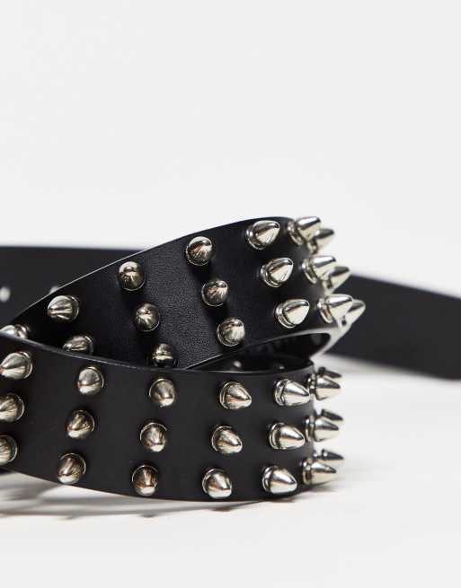 COLLUSION Unisex studded belt in black