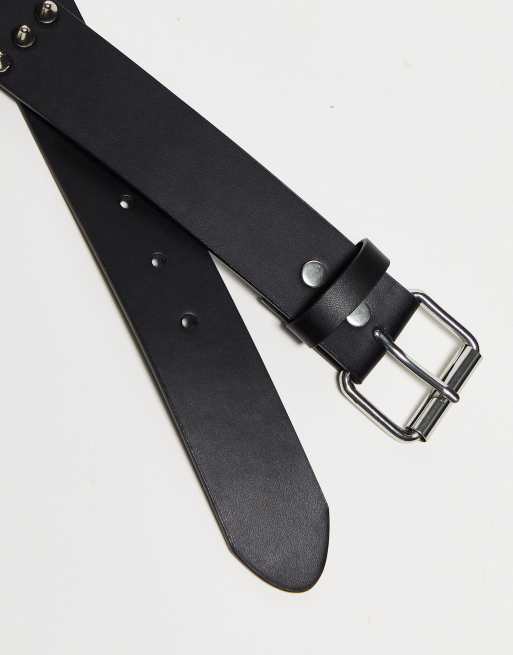 COLLUSION Unisex studded belt in black