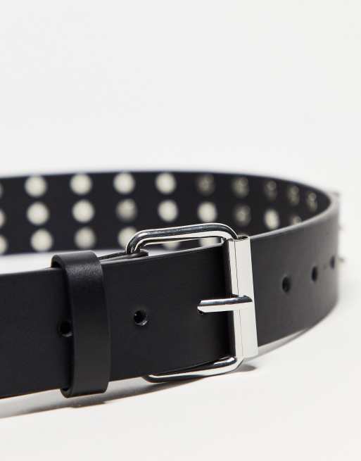 COLLUSION Unisex studded belt in black