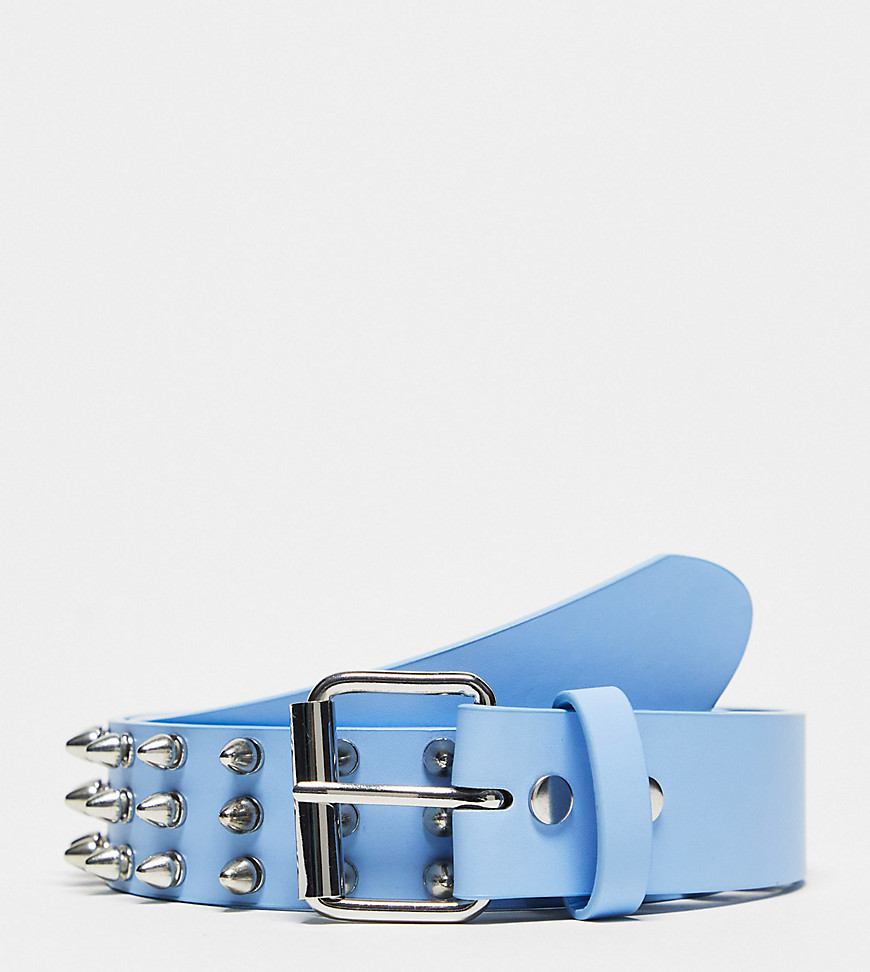 COLLUSION Unisex studded belt in blue