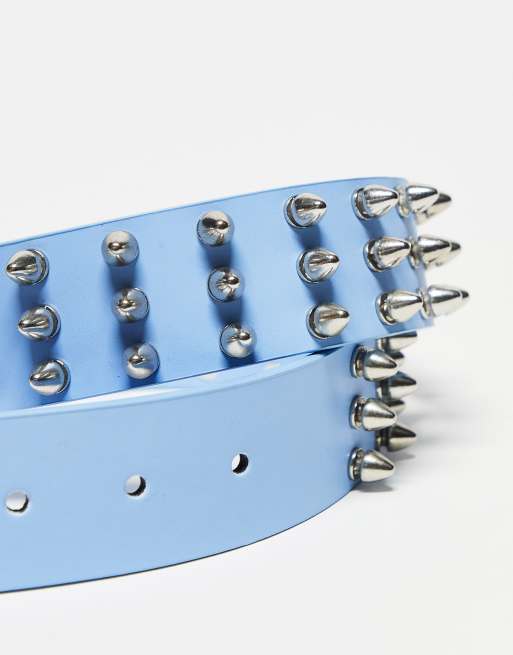 COLLUSION Unisex studded belt in blue | ASOS