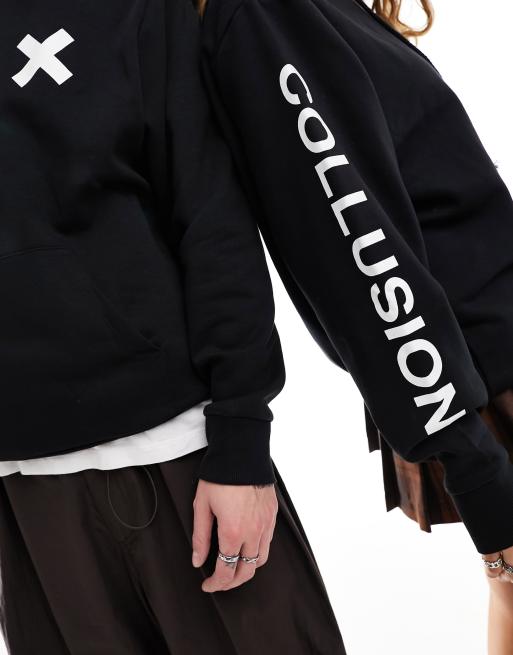 COLLUSION – Unisex – Svart huvtröja med logga, 4 av 4