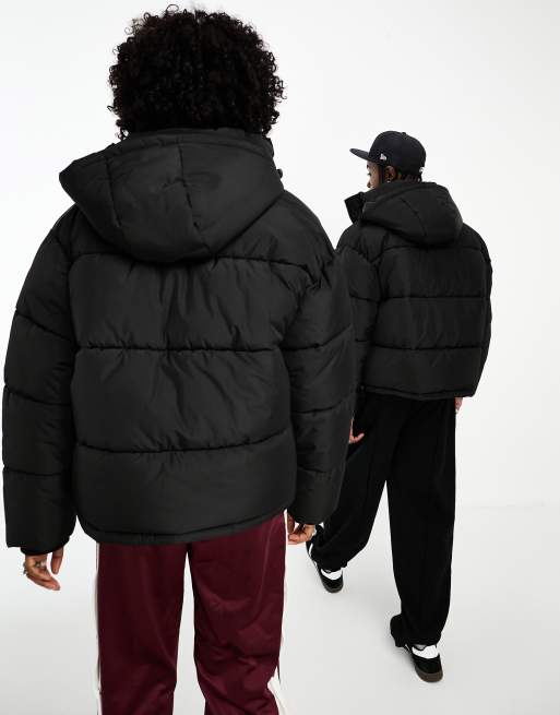 COLLUSION Unisex – Svart pufferjacka i nylon med logga, 3 av 4
