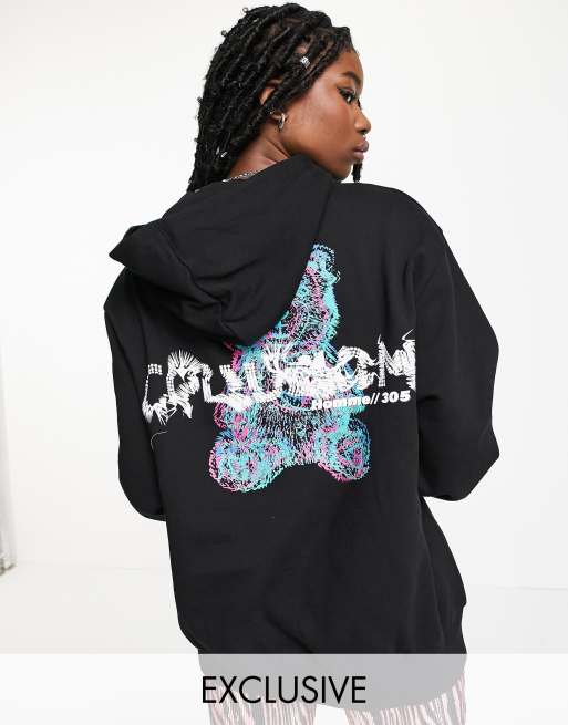 COLLUSION Unisex - Sweat à capuche avec imprimé ours - Noir