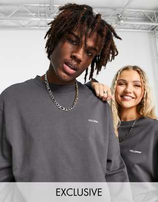 COLLUSION Unisex sweatshirt with logo print in charcoal - ASOS Price Checker