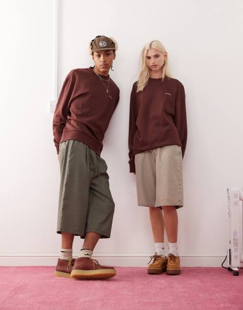 COLLUSION Unisex - Sweat avec logo imprimé - Chocolat - view 1