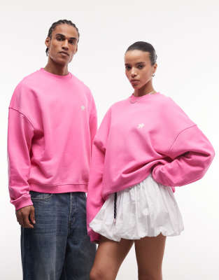 Collusion Unisex - Sweat coupe carrée avec broderie - Rose délavé