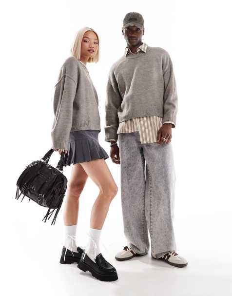 COLLUSION Unisex sweater in taupe - view 1