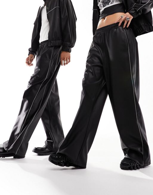 COLLUSION Unisex wide leg sweatpants with double waistband