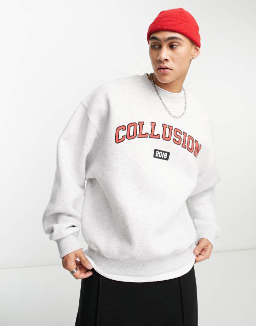 COLLUSION Unisex - Sweatshirt met logo in gemêleerd grijs