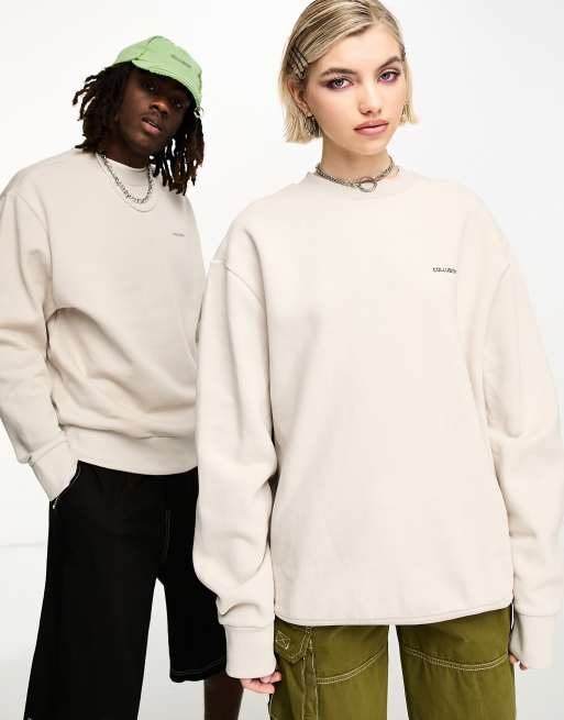 COLLUSION Unisex - Sweatshirt met logoprint in ecru