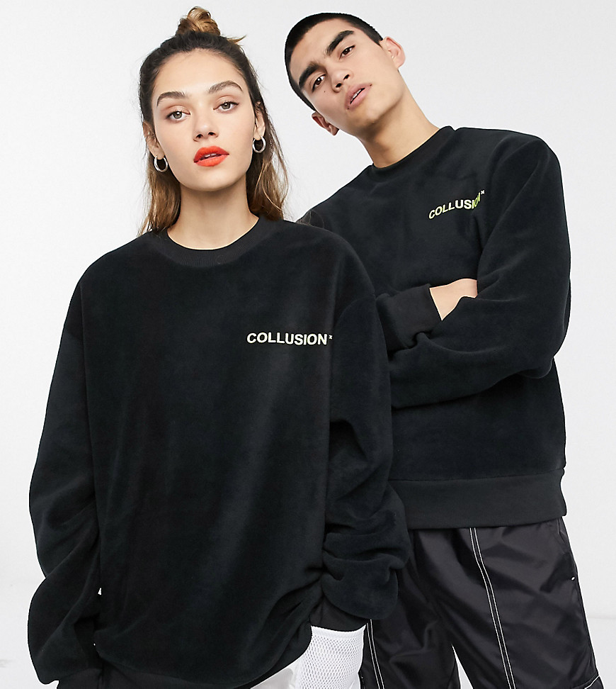 COLLUSION - Unisex - Sweatshirt van fleece-stof in zwart