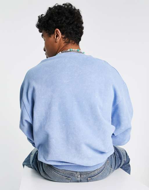 COLLUSION Unisex sweatshirt with dolphin print in blue acid wash, 3 of 4