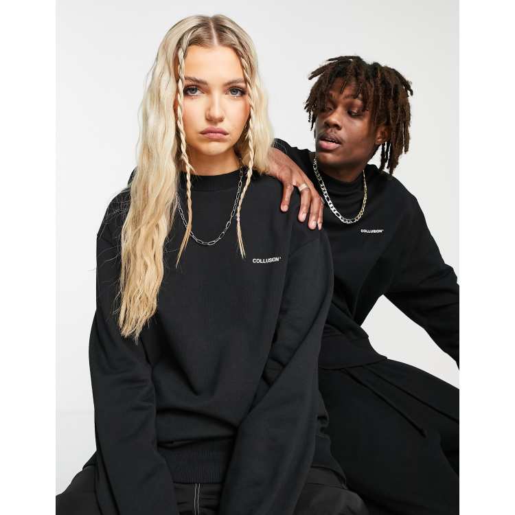 COLLUSION Unisex sweatshirt with logo print in black | ASOS