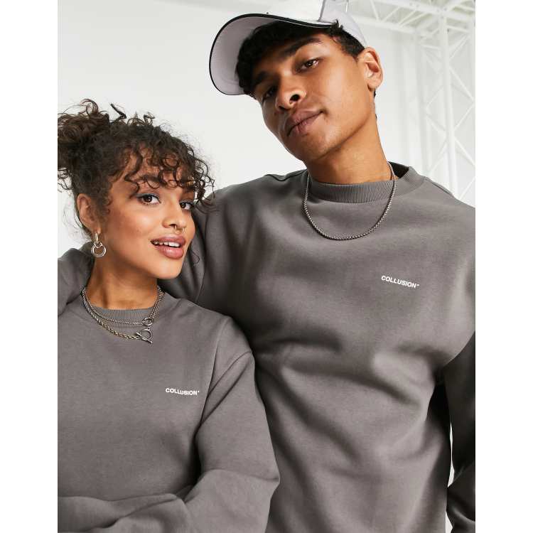 COLLUSION Unisex sweatshirt with logo print in charcoal | ASOS