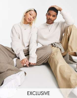 COLLUSION Unisex sweatshirt with logo print in ecru - ASOS Price Checker