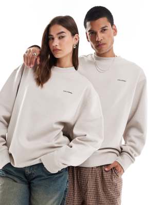 Collusion COLLUSION Unisex sweatshirt with logo print in ecru-Neutral