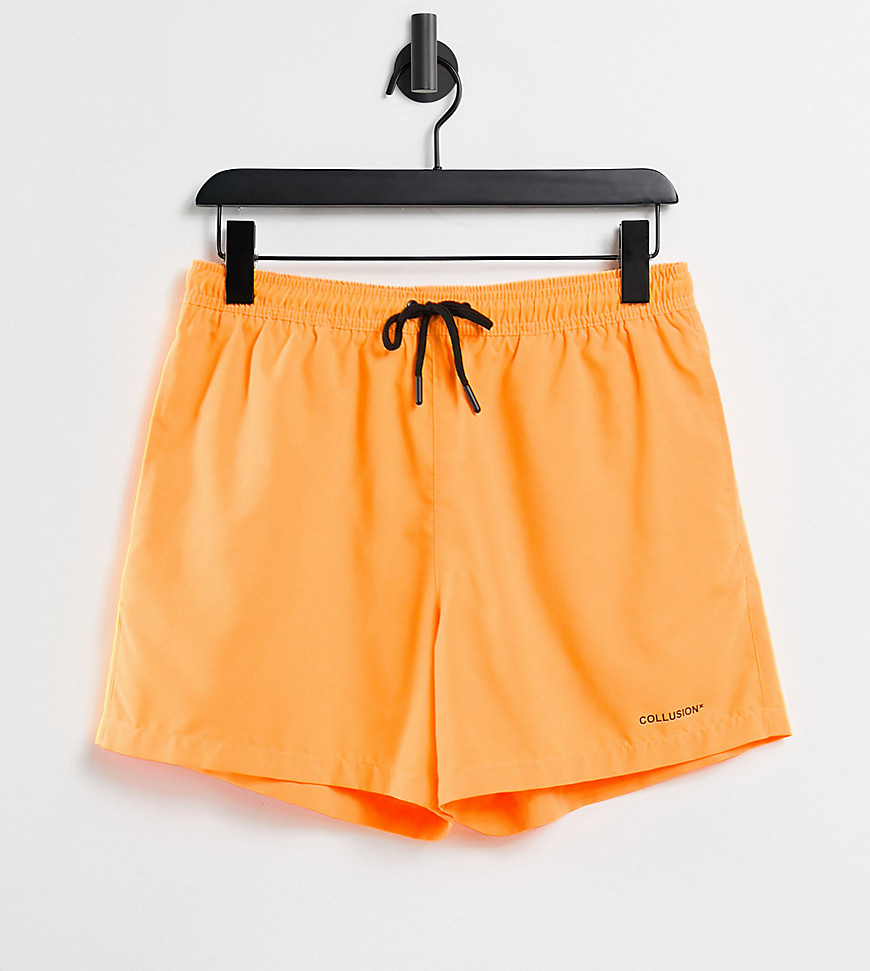 COLLUSION Unisex swim shorts in neon orange