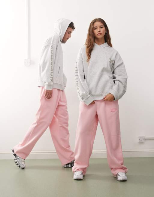COLLUSION Unisex – Szara melanżowa bluza unisex z kapturem i logo, 3 z 4