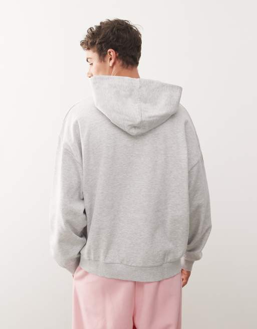 COLLUSION Unisex – Szara melanżowa bluza unisex z kapturem i logo, 4 z 4