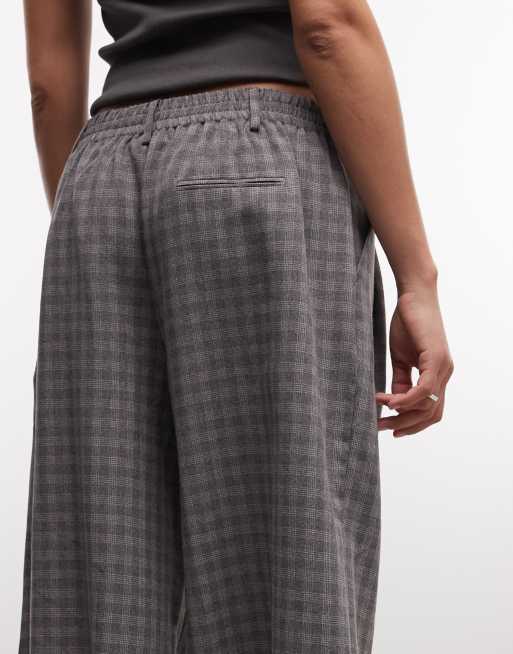 COLLUSION Unisex – Szaro-różowe eleganckie jortsy w kratę, 4 z 4