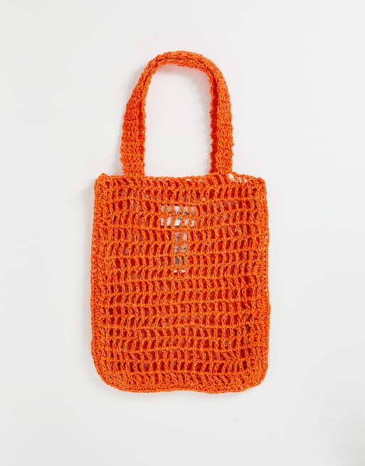COLLUSION Unisex – Szydełkowana torebka typu tote w kolorze pomarańczowym