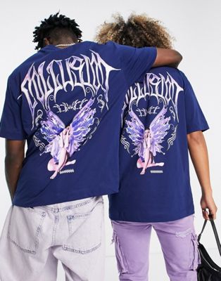 COLLUSION Unisex - T-shirt à imprimé féérique fantastique - Bleu