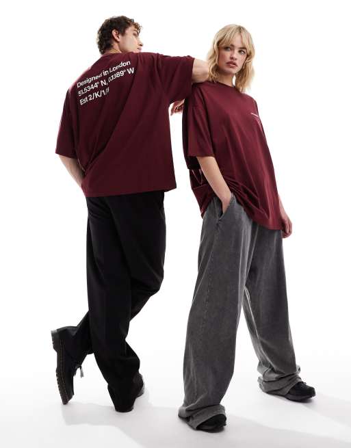 COLLUSION Unisex - T-shirt à logo - Bordeaux