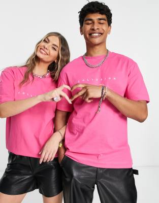 COLLUSION Unisex - T-shirt à logo - Rose vif | ASOS