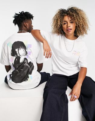 COLLUSION Unisex t-shirt with character print in white - ASOS Price Checker