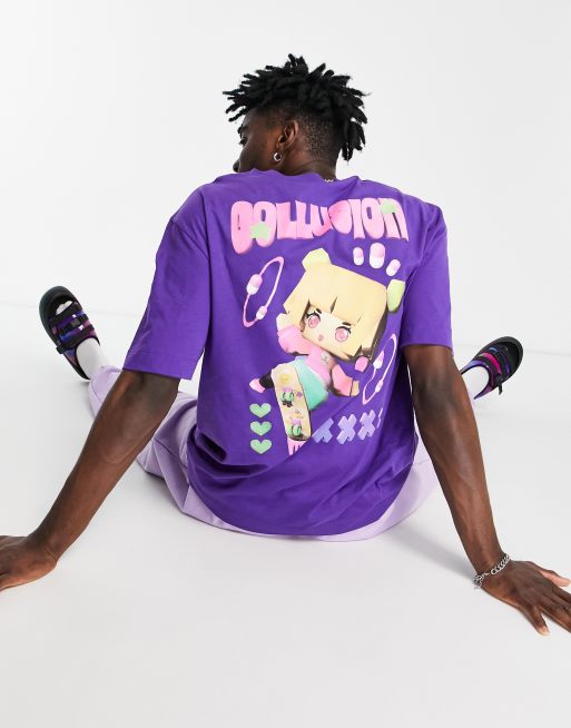 COLLUSION Unisex - T-shirt avec imprimé personnage - Violet | ASOS