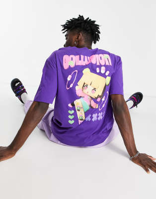 T-shirt con stampa con personaggio viola - Collusion T-shirt donna  - immagine3
